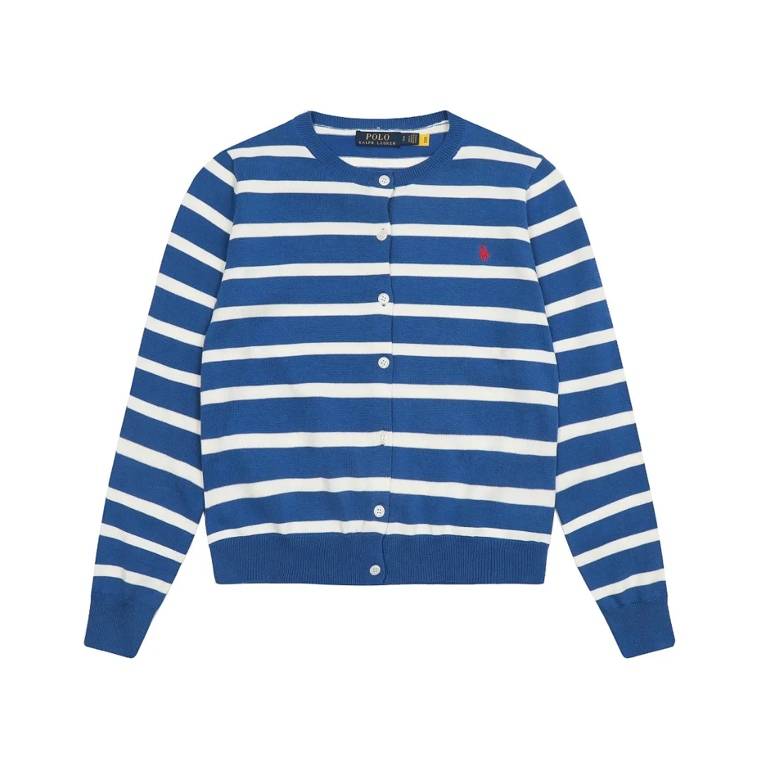 P190 Top quality" Style number: DS011# [Ralph Lauren jacquard striped round neck basic pony embroidered logo knitted cardigan long sleeves] ✅Ralph Lauren Ralph Lauren classic basic versatile plain striped jacquard knitted cardigan long-sleeved small jacket ✅Main provider of platform live broadcast wholesale entity ✅ZP quality 1:1 pattern making Scan the code to enter the GF website Counter quality ✅Detailed quality The only one in Guangzhou Imported quality cotton yarn Mainly high-end Cost-effective, good quality, needless to say. ✅The version is restored to the original one. Loose, comfortable and stress-free. Simple is high-end. Classic is timeless. ✅The upper body is simple and easy to match. A must-have for goddess ootd. Good-looking clothes are never picky. A must-have in the goddess’ wardrobe. Size: S-XL. Color: Navy Blue Red.